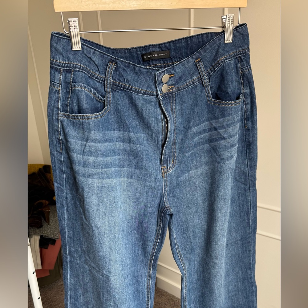 S.deerbBlue Denim Jeans wide leg design